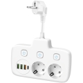 Razdelna utičnica sa prekidačem LINEA 2x 230V + 4x USB A/C SCHUKO bela