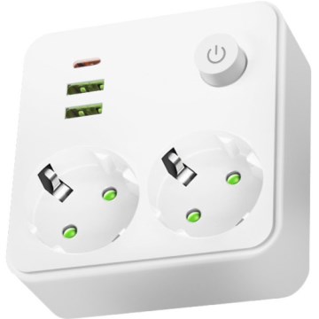 Razdelna utičnica sa prekidačem LINEA 2x230V + 3xUSB A/C SCHUKO bela