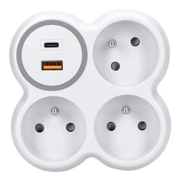 Razdelnik 3x 16A + brzi USB A+C punjač 20W