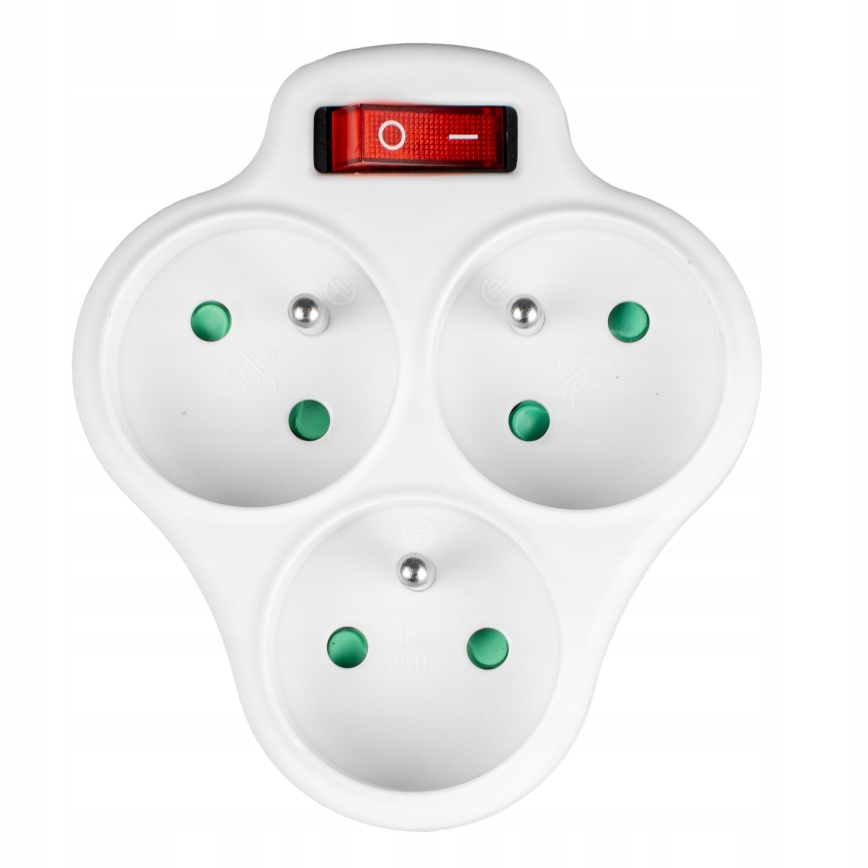 Razdelnik sa prekidačem, 3 utičnice