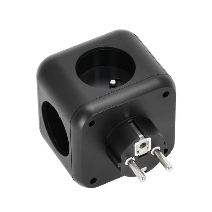 Razdelnik sa prekidačem LINEA, 3x230 V + 4x USB-A/USB-C, crni