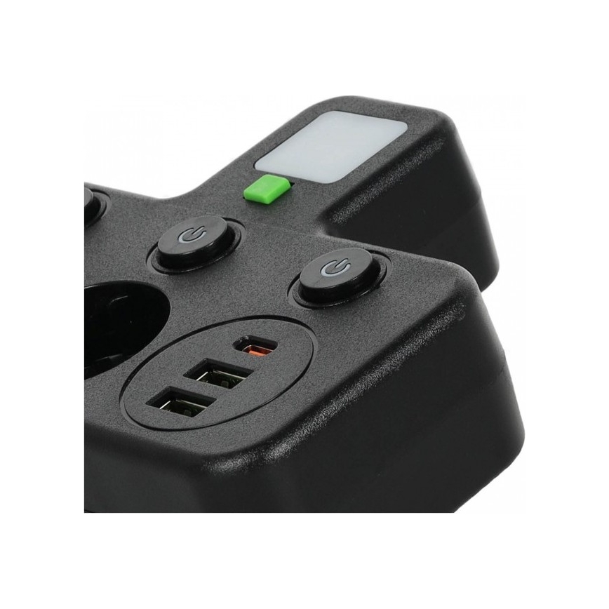 Višestruka utičnica sa prekidačem i LED osvetljenjem LINEA PRO 2Z + 3xUSB A/C SCHUKO 4000K crna