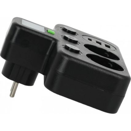 Višestruka utičnica sa prekidačem i LED osvetljenjem LINEA PRO 2Z + 3xUSB A/C SCHUKO 4000K crna