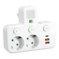 Razdelnik utičnica sa prekidačem i LED osvetljenjem LINEA PRO 2Z + 3xUSB A/C SCHUKO 4000K bela