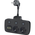 Razdelnik utičnica sa prekidačem LINEA 2x230 V + 4x USB A/C SCHUKO crna