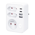 Razdelnik za utičnice 1x16A + 2x 2,5A sa 2x USB (A+C) punjačem, beo