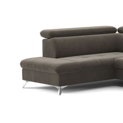 Razvlačeća ugaona garnitura sa prostorom za odlaganje u obliku U CATANIA braon