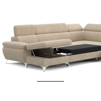 Razvlačeća ugaona garnitura u obliku U sa spremištem CATANIA, bež