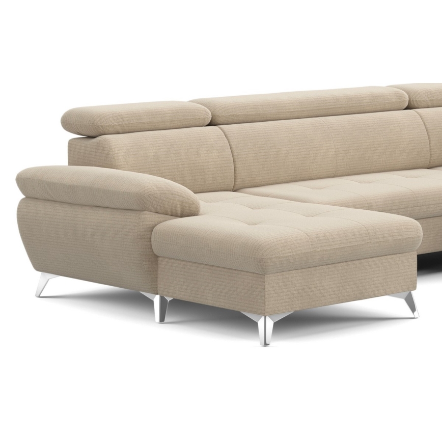 Razvlačeća ugaona garnitura u obliku U sa spremištem CATANIA, bež