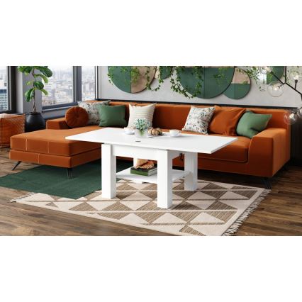 Razvlačeći klub sto sa podiznom pločom CALEB 75/150x75 cm beo