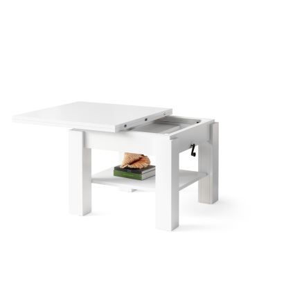 Razvlačeći klub sto sa podiznom pločom CALEB 75/150x75 cm beo