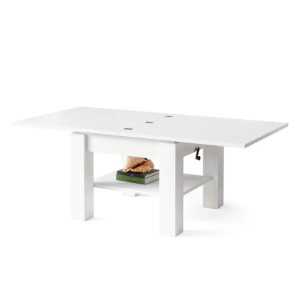 Razvlačeći klub sto sa podiznom pločom CALEB 75/150x75 cm beo