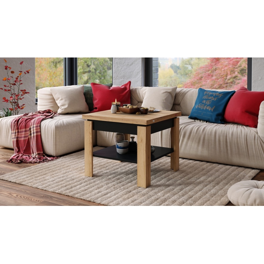 Razvlačeći klub/trpezarijski sto sa policom LIA hrast craft/crna