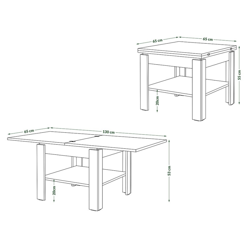 Razvlačeći klub/trpezarijski sto sa policom LIA hrast craft/crna