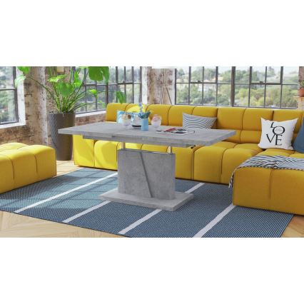 Razvlačeći konferencijski/trpezarijski sto sa podiznom pločom NINO, beton-siva