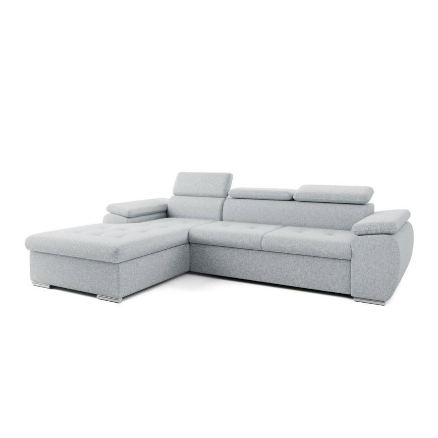 Razvlačiva ugaona garnitura u obliku L sa prostorom za odlaganje PADUA, siva, leva