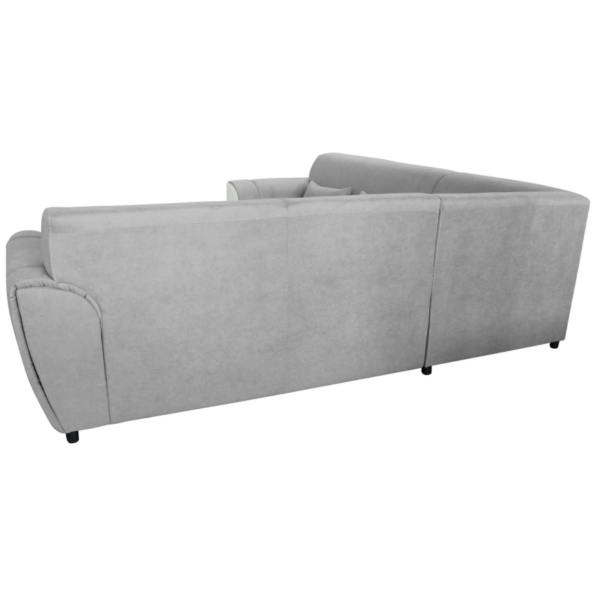 Razvlačiva ugaona garnitura u obliku slova L VISEU, sa prostorom za odlaganje, desna, siva/bela