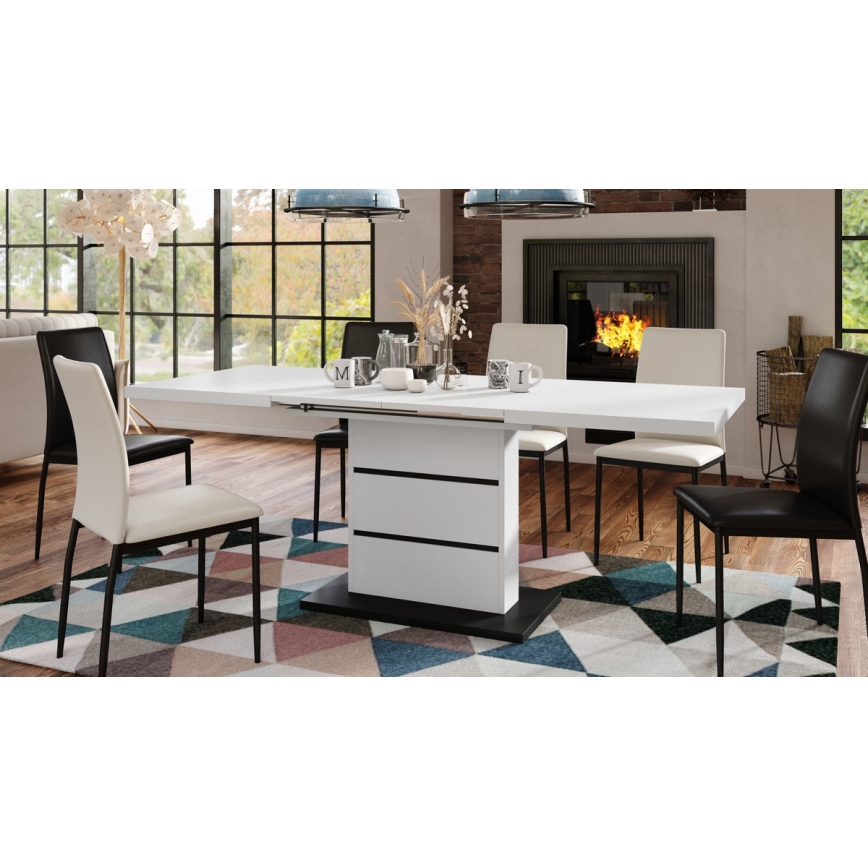 Razvlačivi trpezarijski sto PAOLO bela/crna