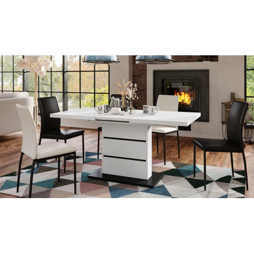 Razvlačivi trpezarijski sto PAOLO bela/crna