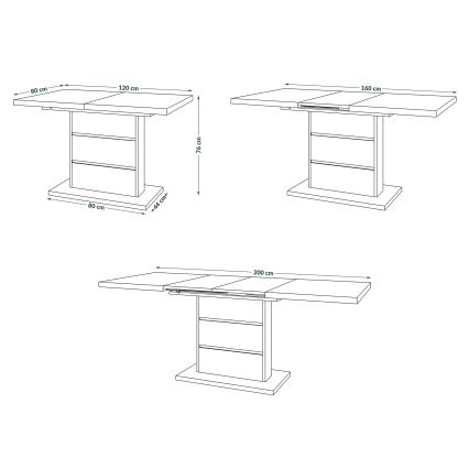 Razvlačivi trpezarijski sto PAOLO bela/crna
