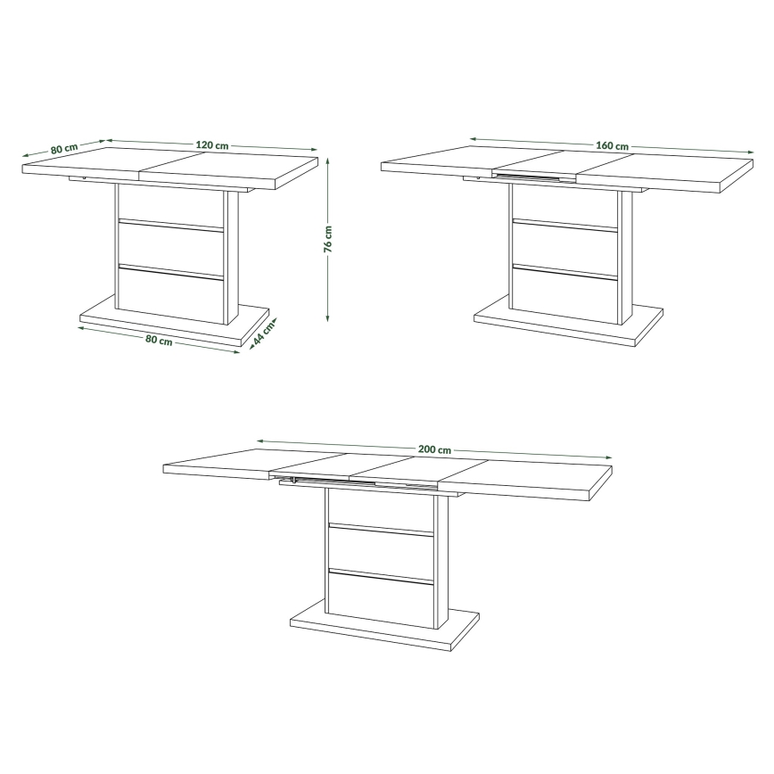 Razvlačivi trpezarijski sto PAOLO bela/crna