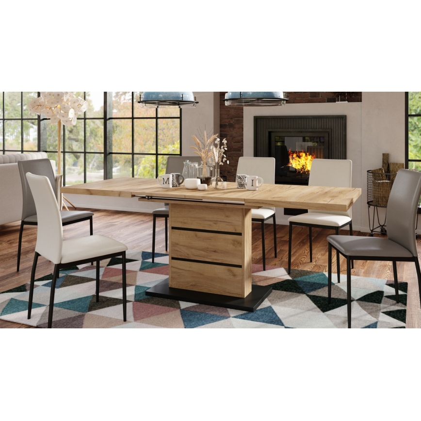 Razvlačivi trpezarijski sto PAOLO hrast craft/crna