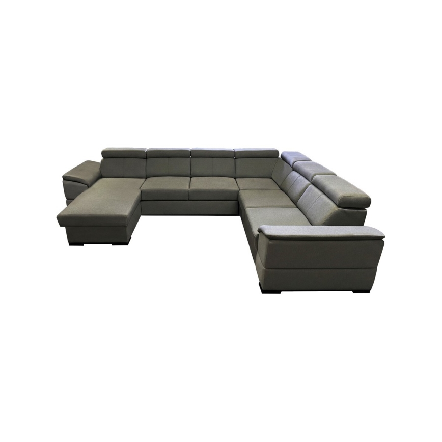 Razvlačna ugaona garnitura sa univerzalnim U-kutom i prostorom za odlaganje GRANADA tamno siva