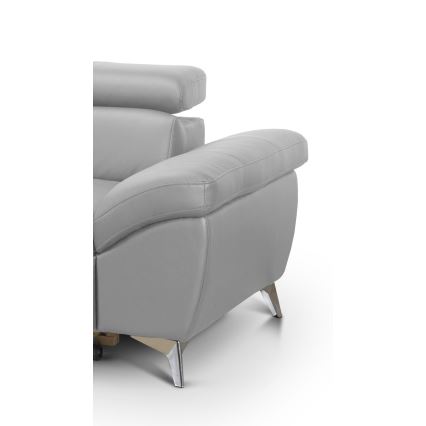 Razvlačna kožna kutna garnitura u obliku slova L SALERNO II, leva, siva