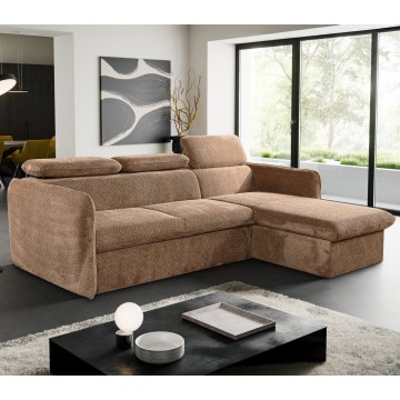 Razvlačna kutna garnitura u obliku L sa prostorom za odlaganje BEJA bež leva