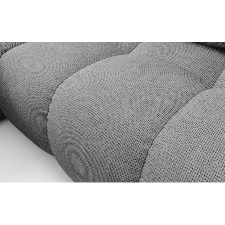 Razvlačna ugaona tapacirana garnitura ALMADA u obliku slova L, leva, siva, sa prostorom za odlaganje