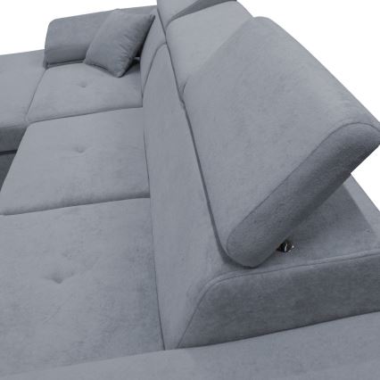 Razvlačna ugaona garnitura sa prostorom za odlaganje u obliku L CASTELO, leva, tamno siva