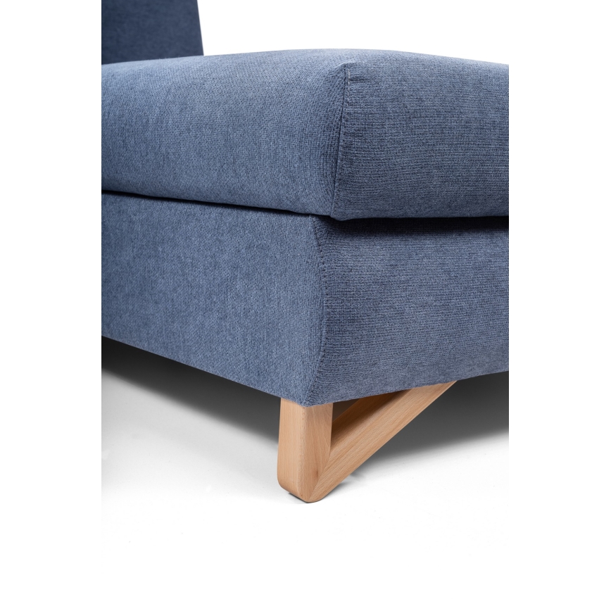 Tapacirana ugaona garnitura AVESTA na razvlačenje, L-oblik, desna, plava, sa spremištem