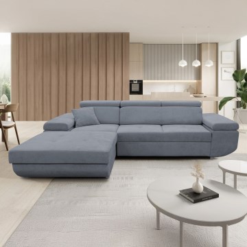 Razvlačna ugaona garnitura sa prostorom za odlaganje u obliku L CASTELO, leva, tamno siva