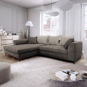 Razvlačna ugaona garnitura sa prostorom za odlaganje u obliku L LAGOA leva taupe/siva