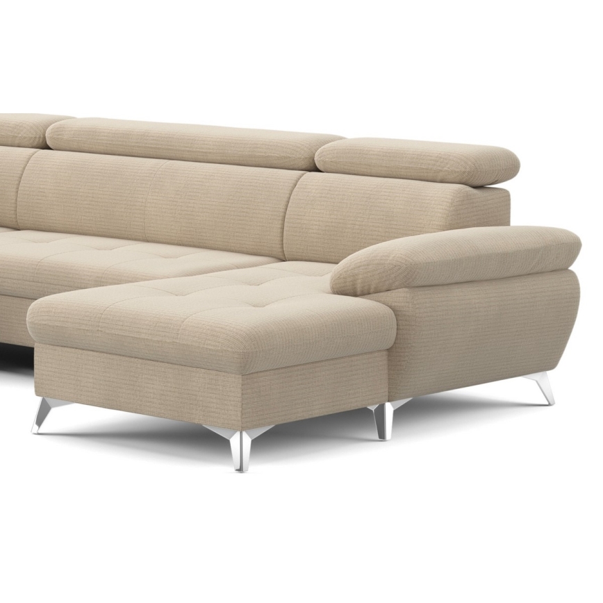 Razvlačna ugaona garnitura sa prostorom za odlaganje u obliku slova U CATANIA, bež