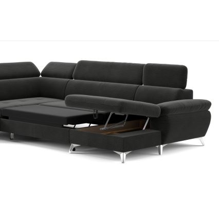 Razvlačna ugaona garnitura sa sandukom za odlaganje u obliku U CATANIA grafit