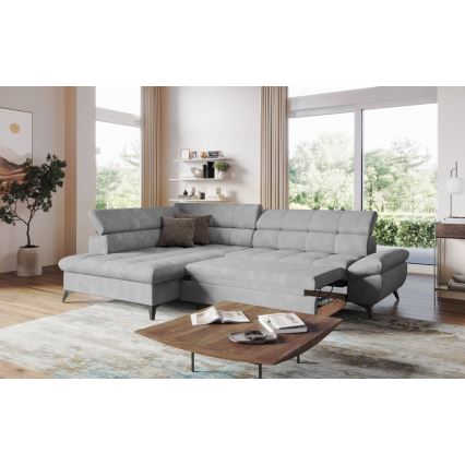 Razvlačna ugaona garnitura u obliku slova L MARANO, leva, siva