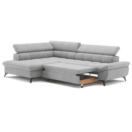 Razvlačna ugaona garnitura u obliku slova L MARANO, leva, siva