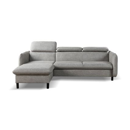 Razvlačna ugaona garnitura u obliku slova L sa prostorom za odlaganje NISA siva leva