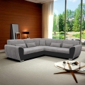Razvlačna ugaona garnitura VISEU, desna, L-oblik, sa spremištem, siva/crna