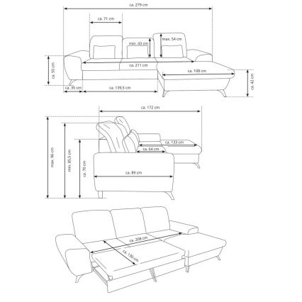 Rastegljiva ugaona tapacirana garnitura sa prostorom za odlaganje u obliku L ALTA desna bež