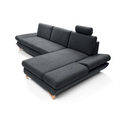 Ugaona tapacirana garnitura na razvlačenje sa prostorom za odlaganje u obliku slova L AVESTA, desna, antracit