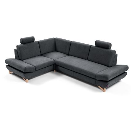 Uglovna tapacirana garnitura na razvlačenje sa prostorom za odlaganje, u obliku slova L, AVESTA, leva, antracit