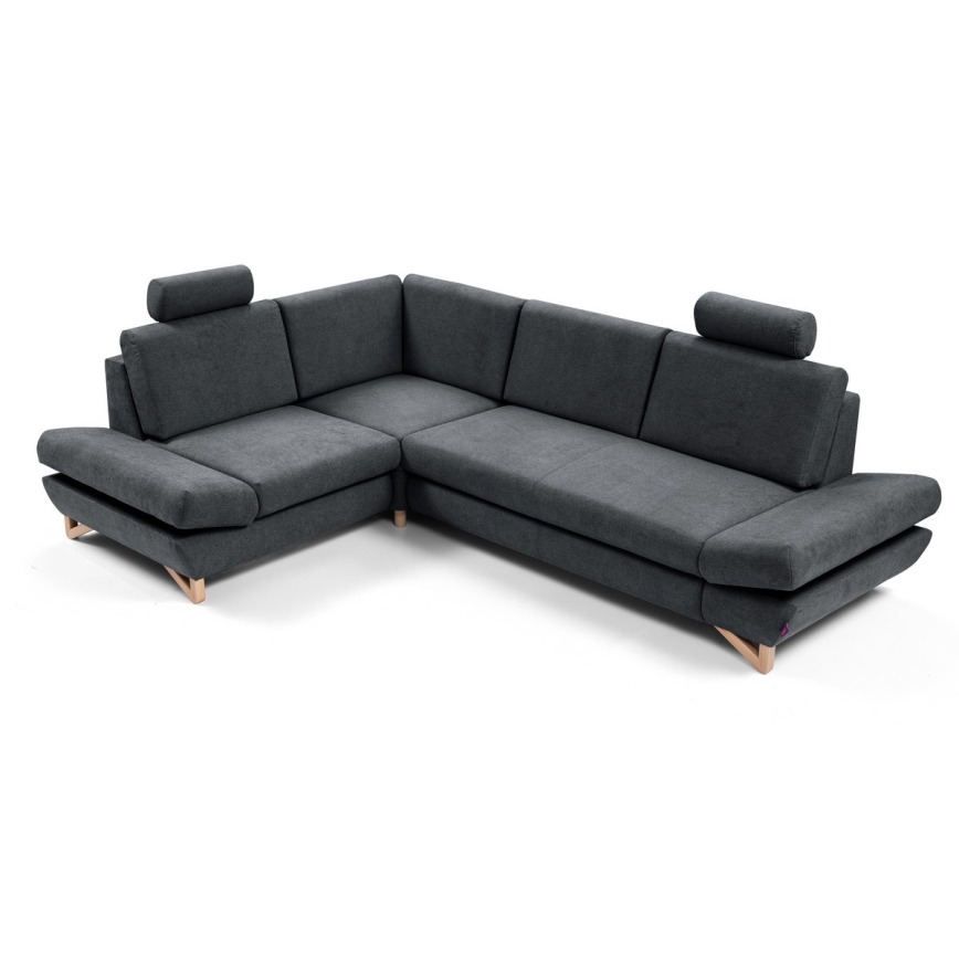 Uglovna tapacirana garnitura na razvlačenje sa prostorom za odlaganje, u obliku slova L, AVESTA, leva, antracit
