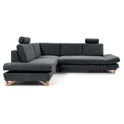 Uglovna tapacirana garnitura na razvlačenje sa prostorom za odlaganje, u obliku slova L, AVESTA, leva, antracit