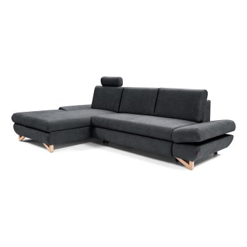 Razvlačna ugaona tapacirana garnitura sa prostorom za odlaganje u obliku L AVESTA leva antracit