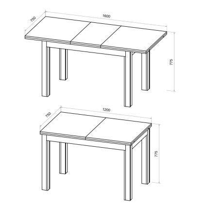 Razvlačni trpezarijski sto DOO hrast artisan/crna