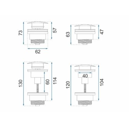 REA-A4100 - Slivnik za umivaonik CLICK-CLACK, prečnik 6,4 cm, sjajna crna