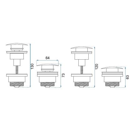 REA-A5216 - CLICK-CLACK odliv za umivaonik, prečnik 6,4 cm, crne boje