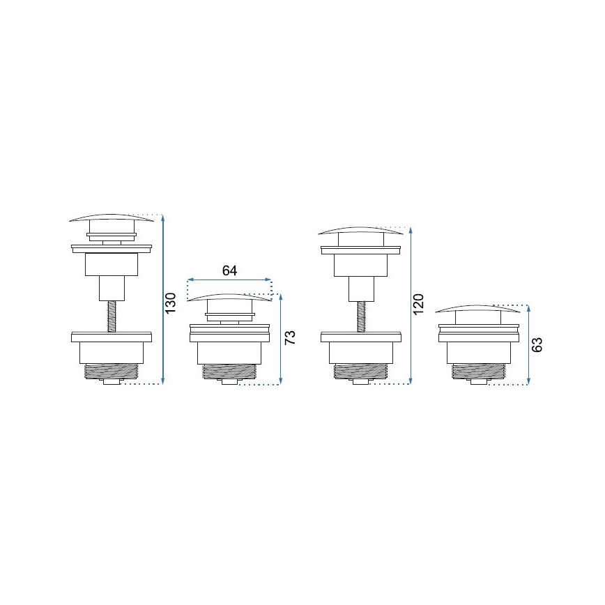REA-A5216 - CLICK-CLACK odliv za umivaonik, prečnik 6,4 cm, crne boje